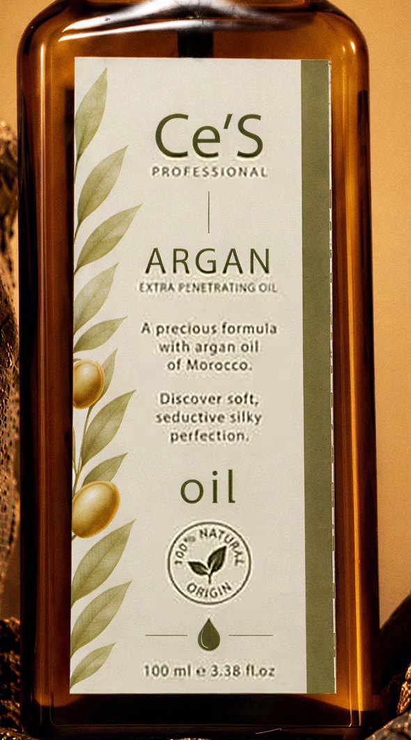 Etiket yakın plan: A precious formula with argan oil of Morocco